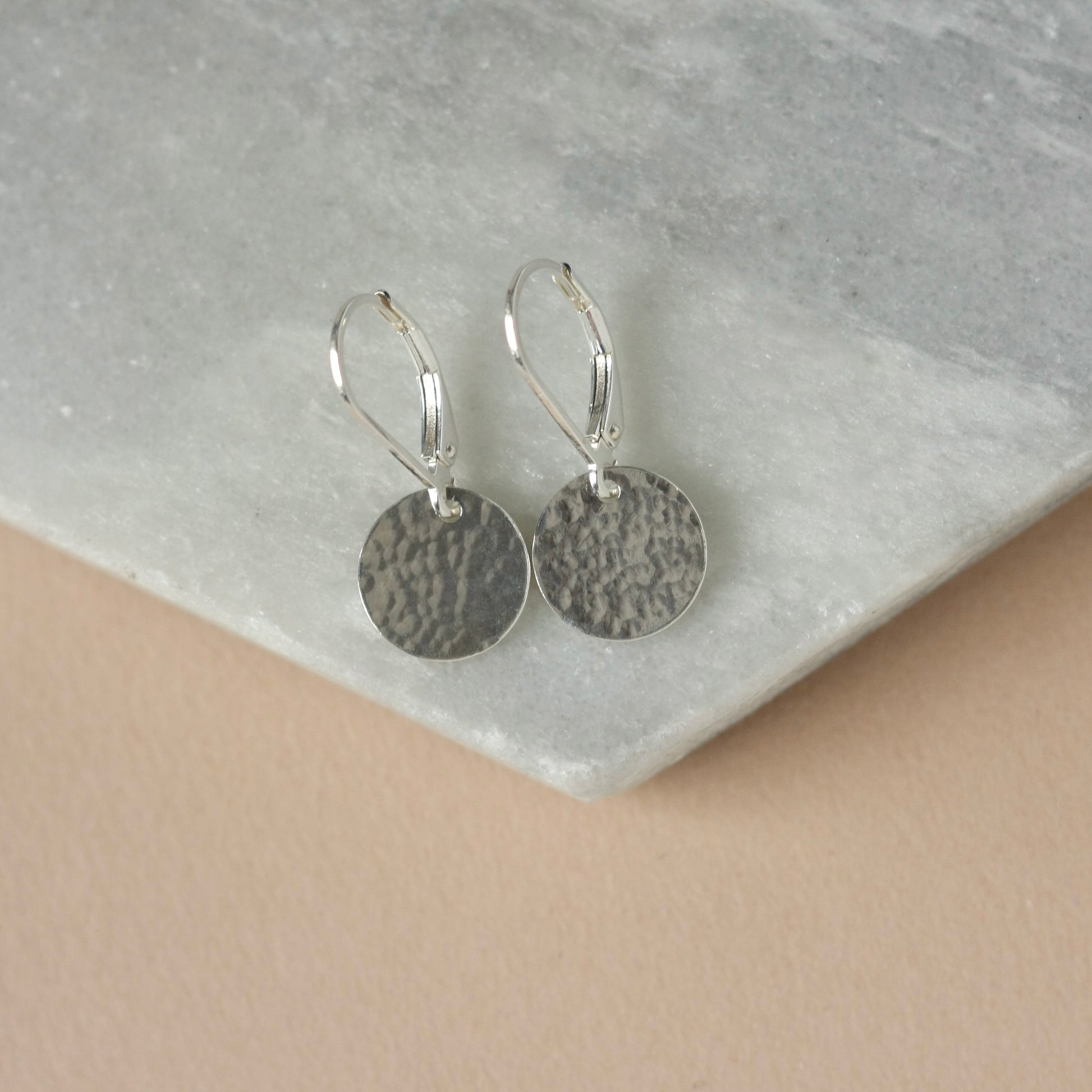 Hammered Sterling Silver Disc Earrings