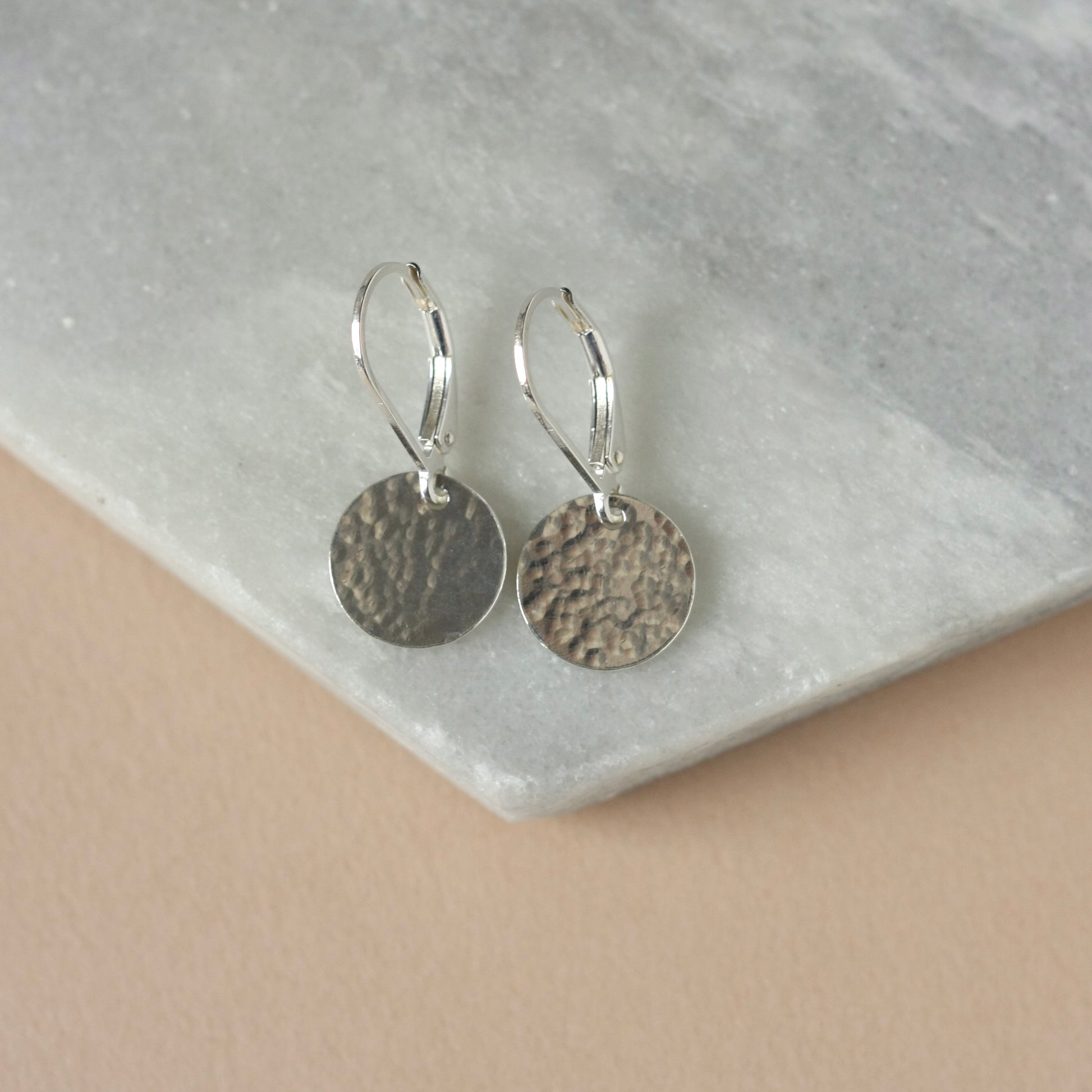 Hammered Sterling Silver Disc Earrings