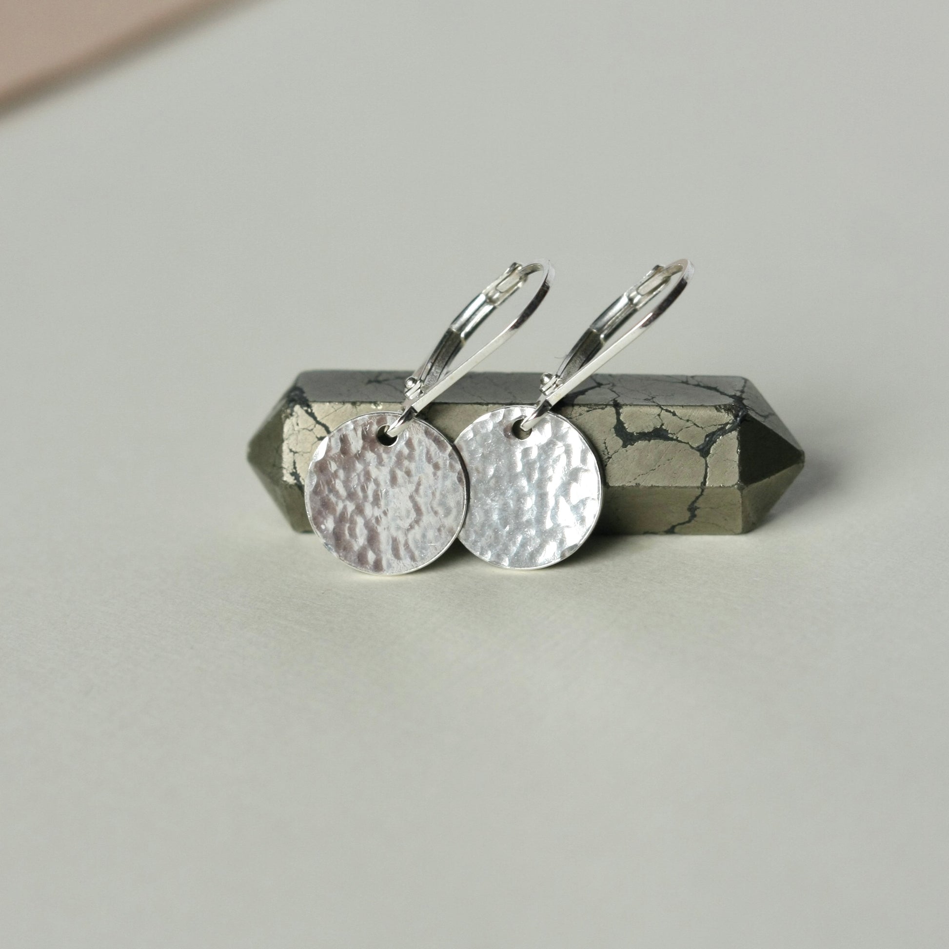 Hammered Sterling Silver Disc Earrings