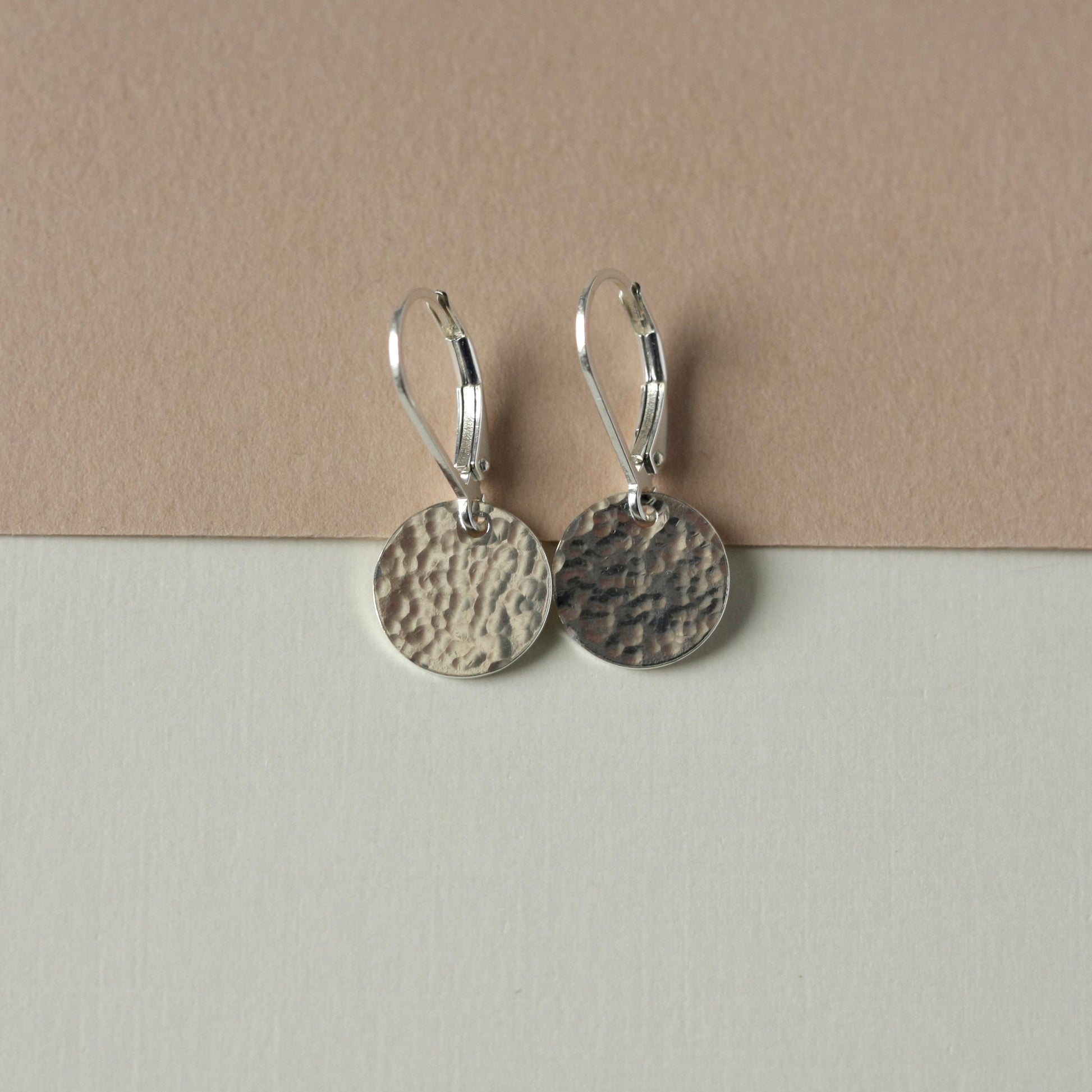 Hammered Sterling Silver Disc Earrings