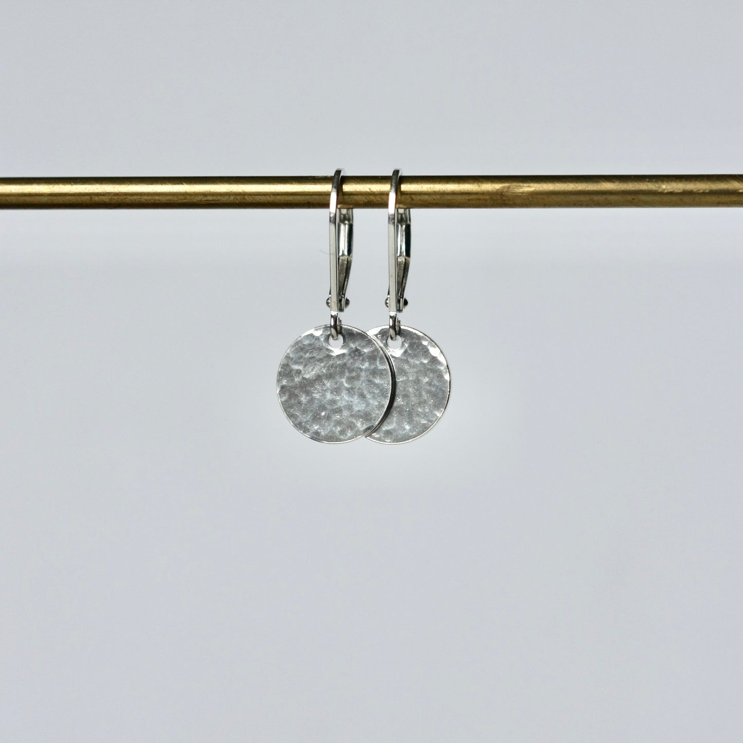 Hammered Sterling Silver Disc Earrings