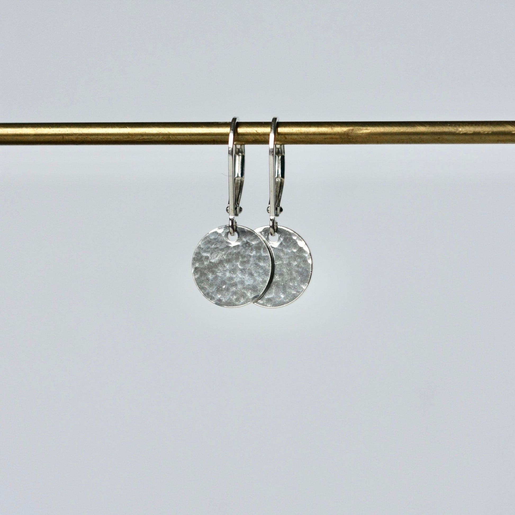 Hammered Sterling Silver Disc Earrings