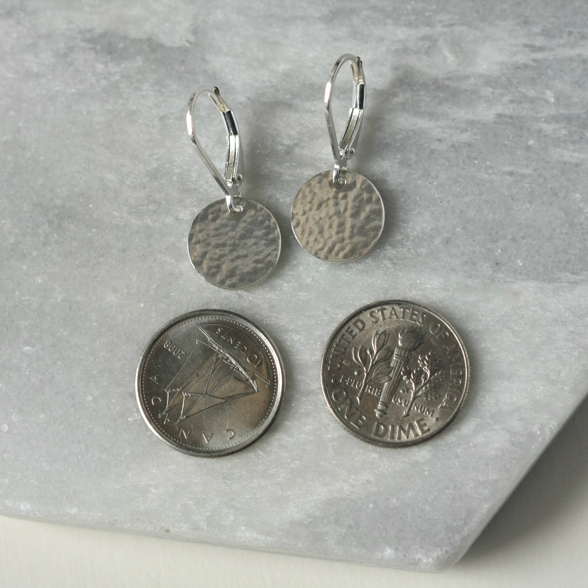 Hammered Sterling Silver Disc Earrings