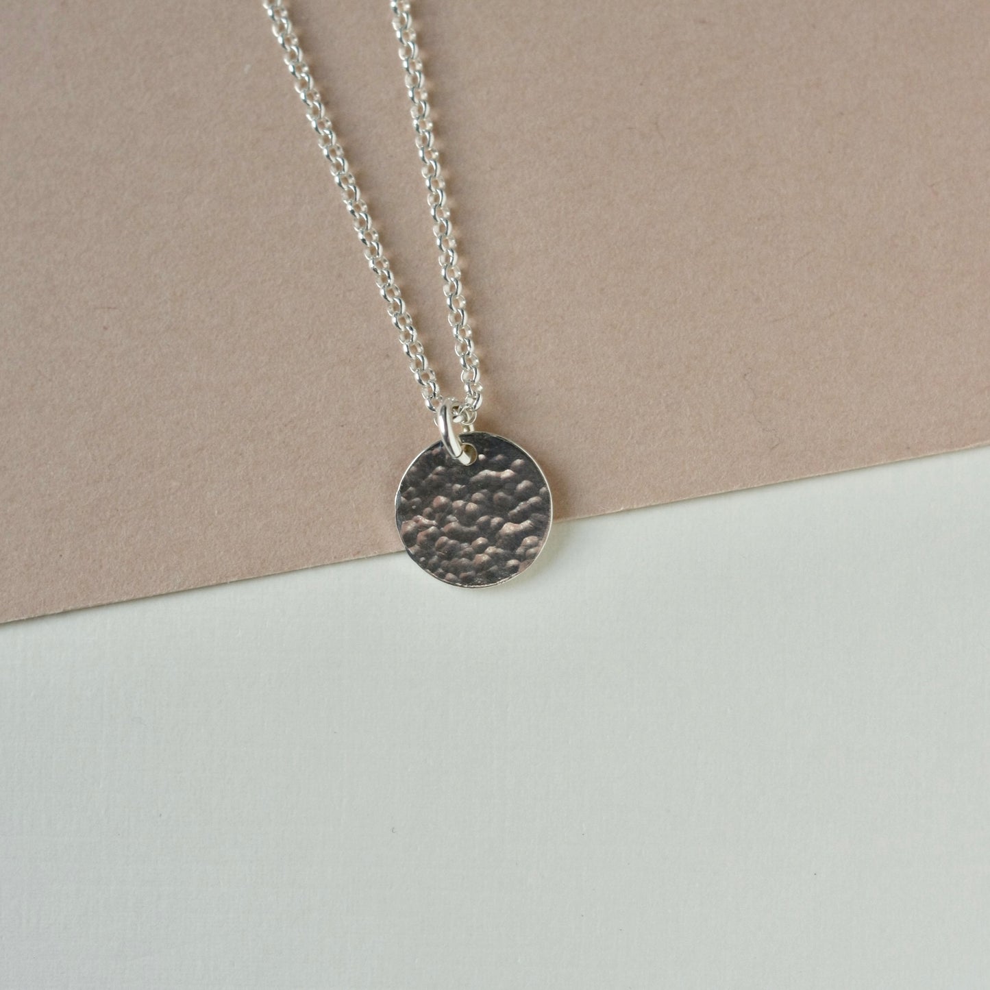 Hammered Sterling Silver Disc Necklace