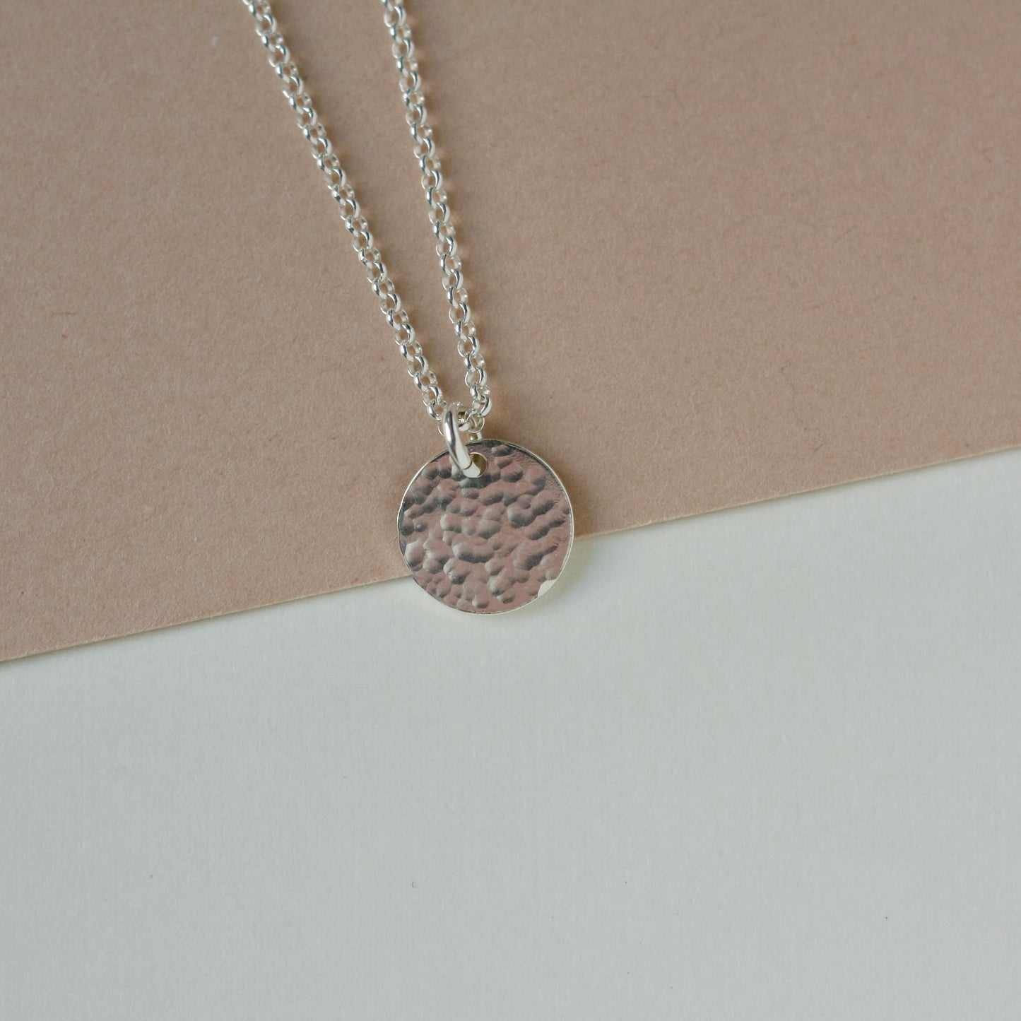 Hammered Sterling Silver Disc Necklace