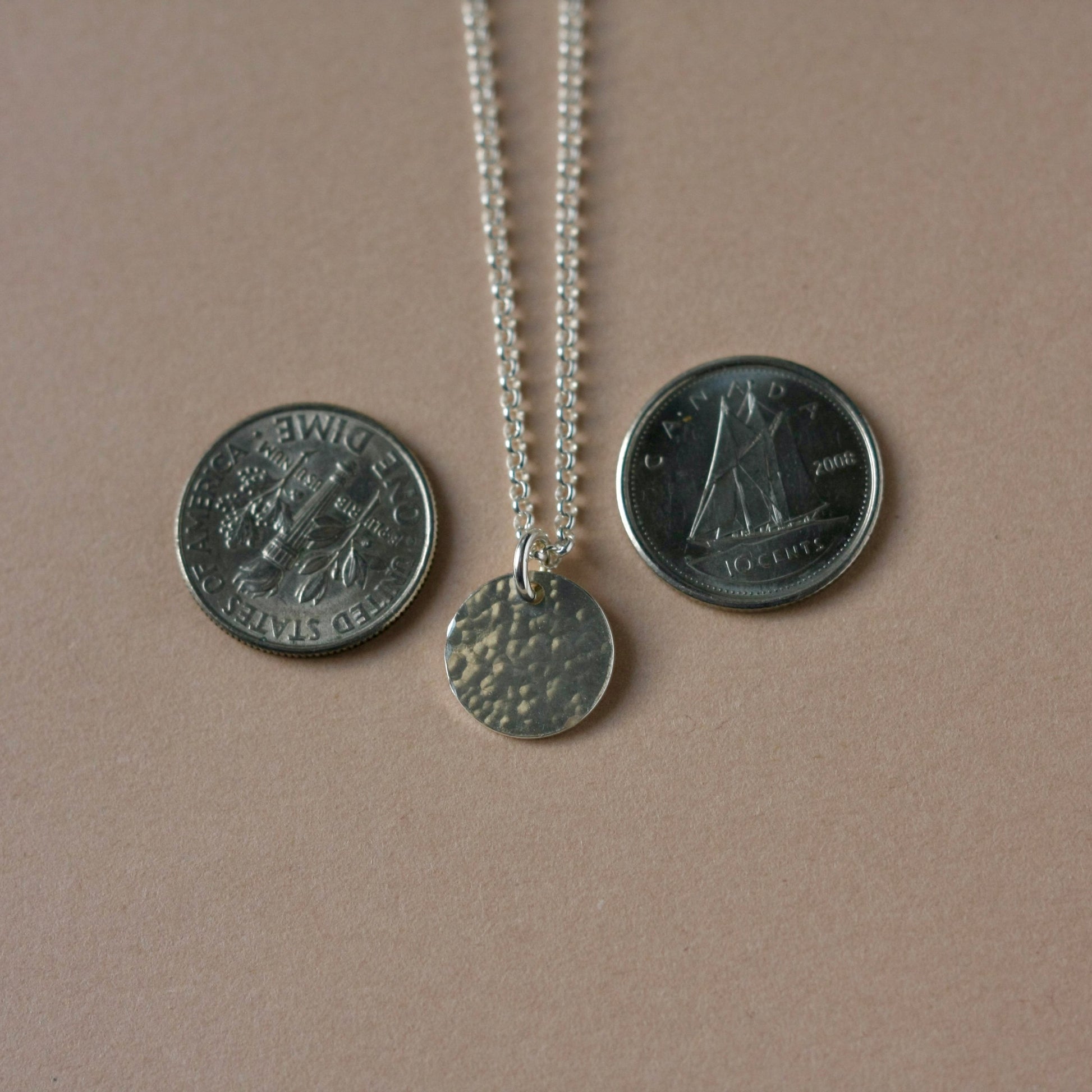 Hammered Sterling Silver Disc Necklace