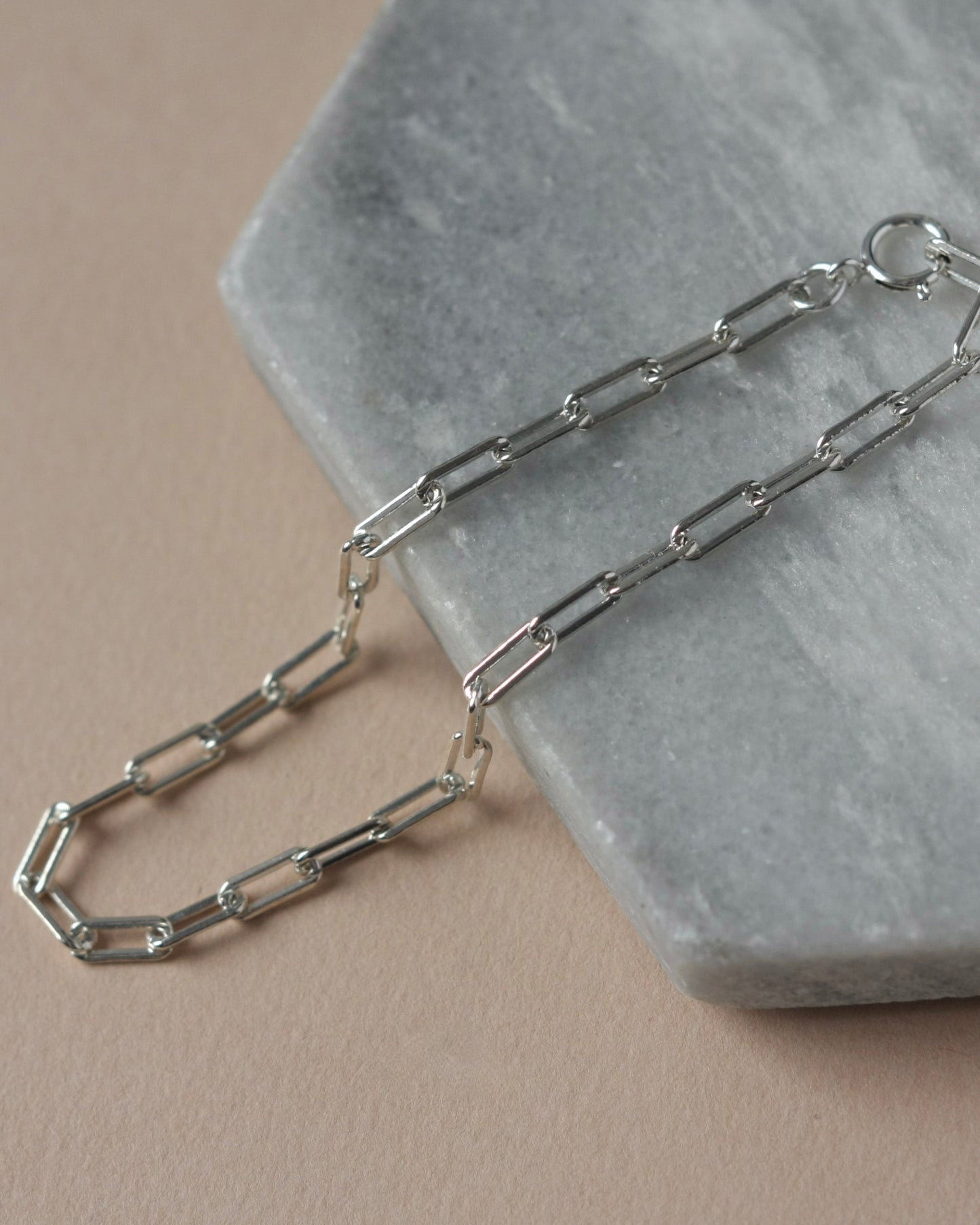 Small Sterling Silver Paper Clip Chain Bracelet