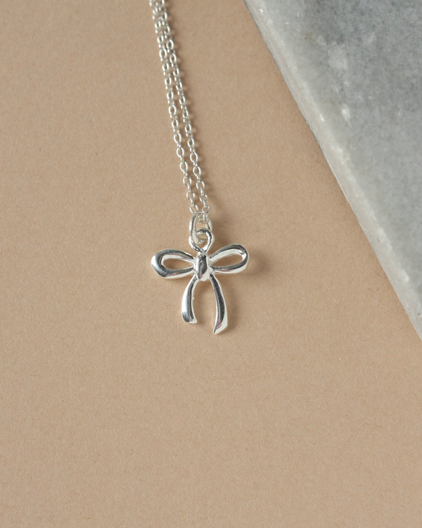 Sterling Silver Small Bow Necklace