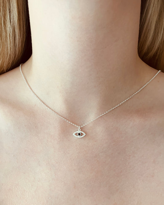 Evil Eye CZ Sterling Silver Necklace