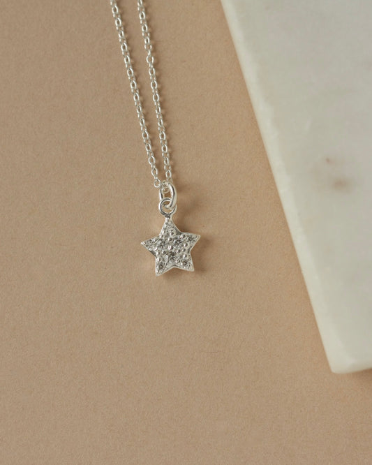 Dainty Sterling Silver CZ Star Necklace