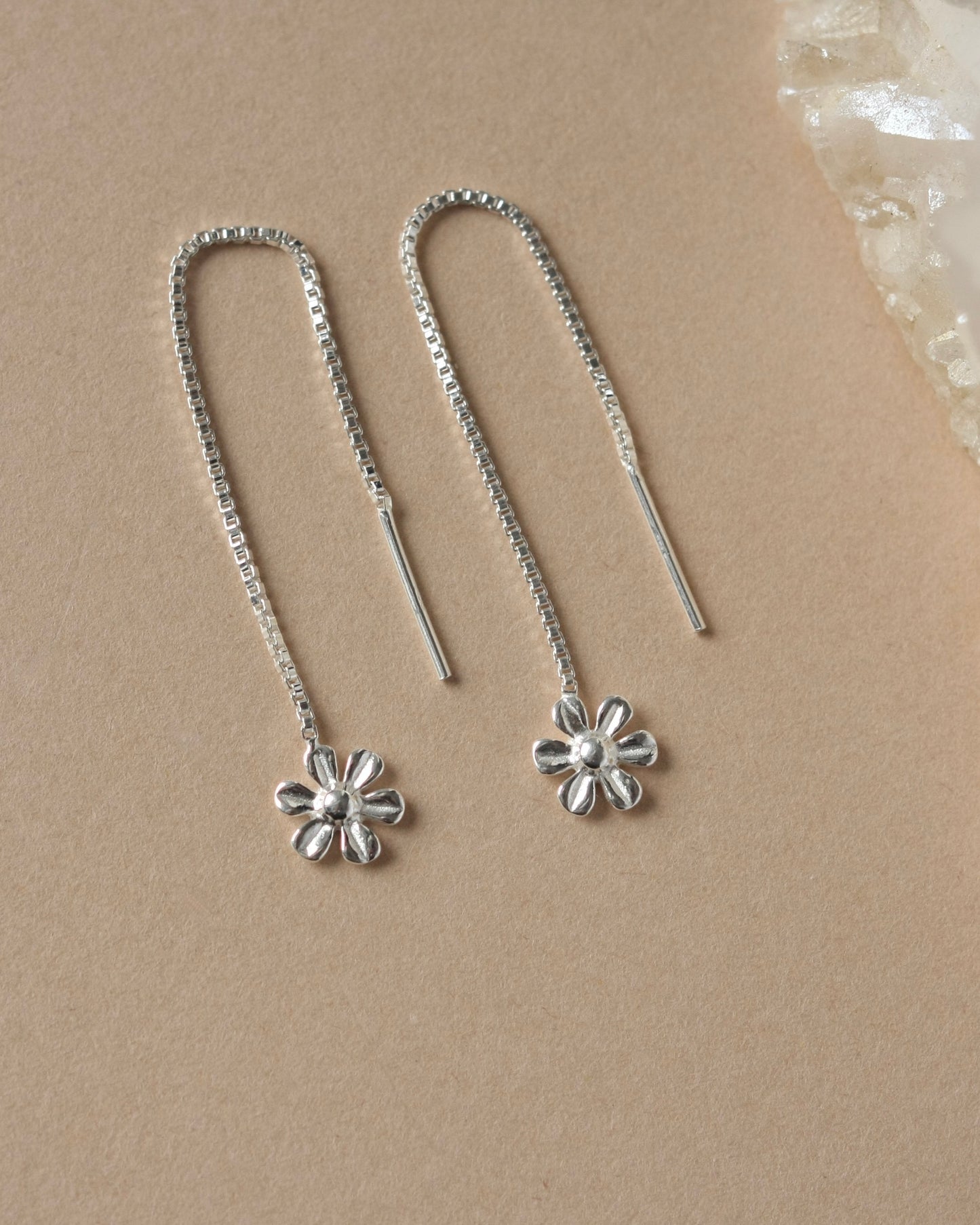 Sterling Silver Flower Threader Earrings