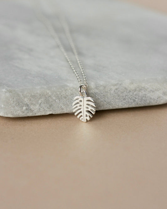 Sterling Silver Small Monstera Leaf Necklace