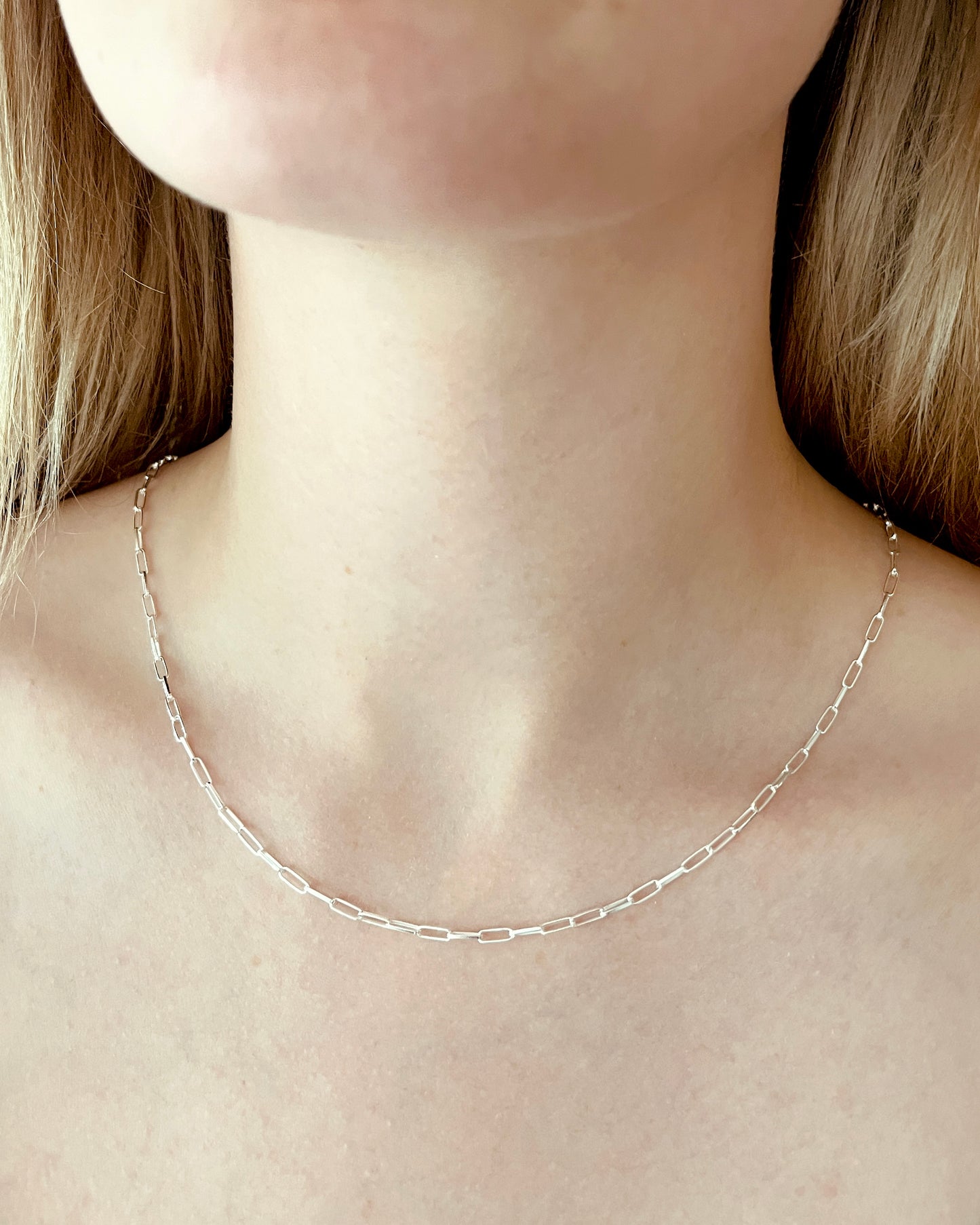 Sterling Silver Paper Clip Chain Necklace