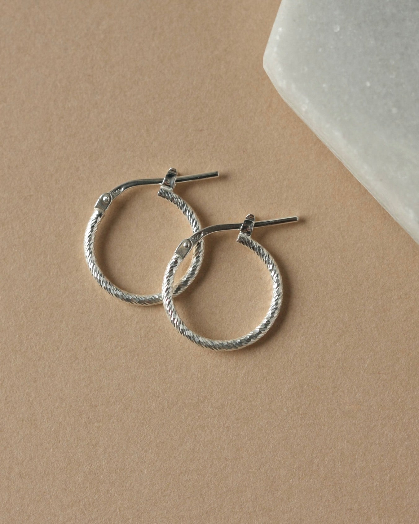 Sparkly Sterling Silver Hoop Earrings