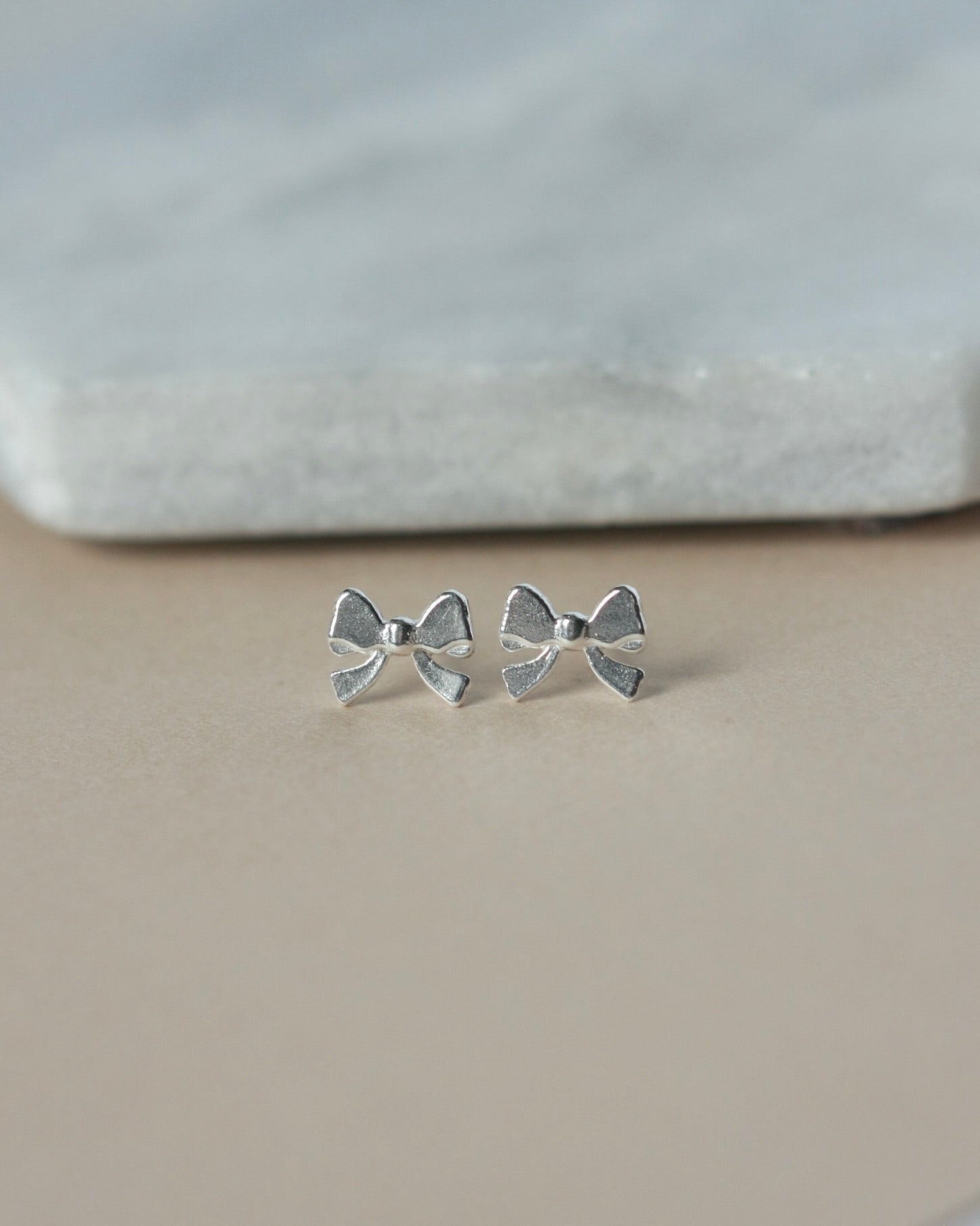 Sterling Silver Ribbon Bow Studs