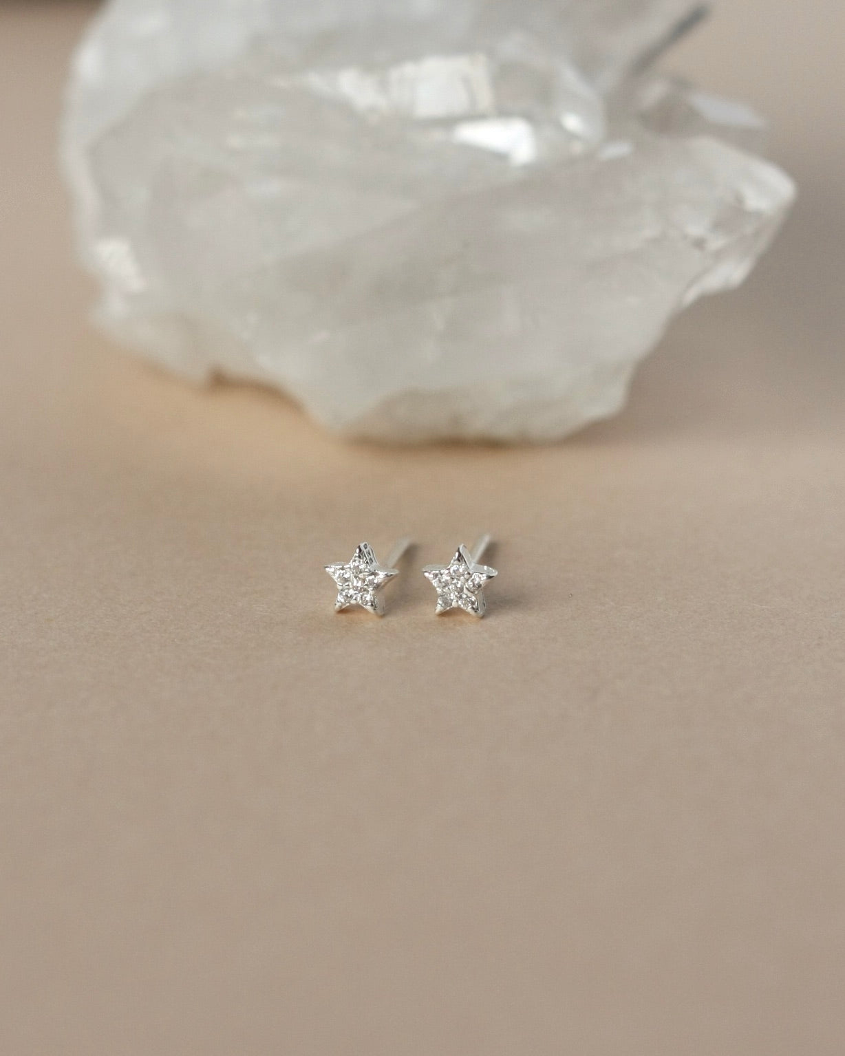 Dainty Tiny CZ Silver Star Studs