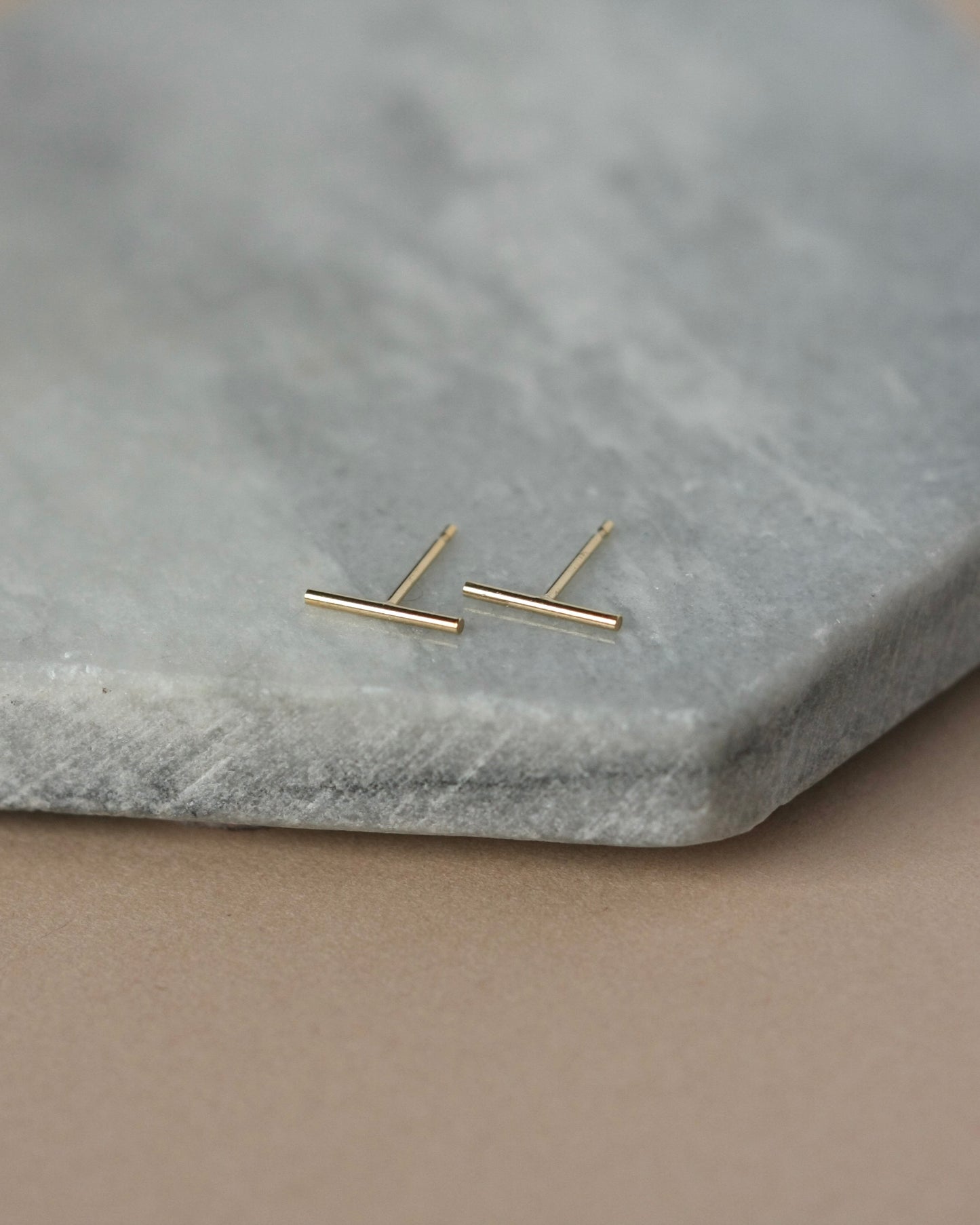 Tiny Gold Bar Stud Earrings