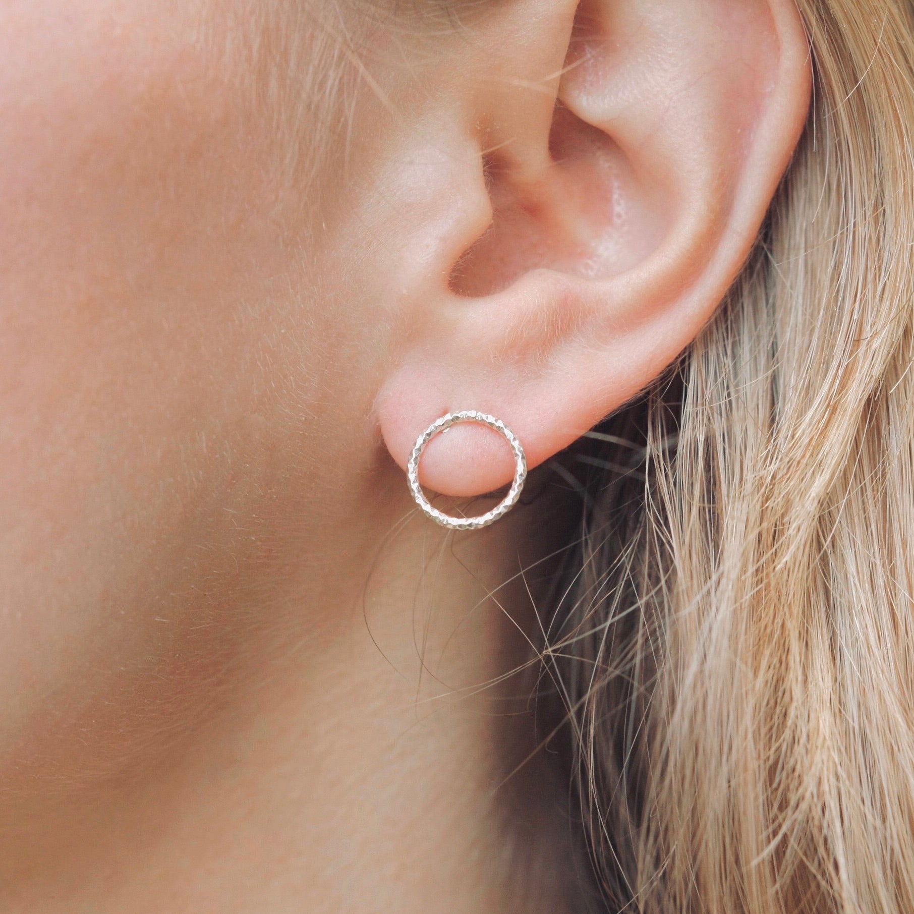 Rose Quartz Studs, Sterling Silver, India - Women's Peace Collection