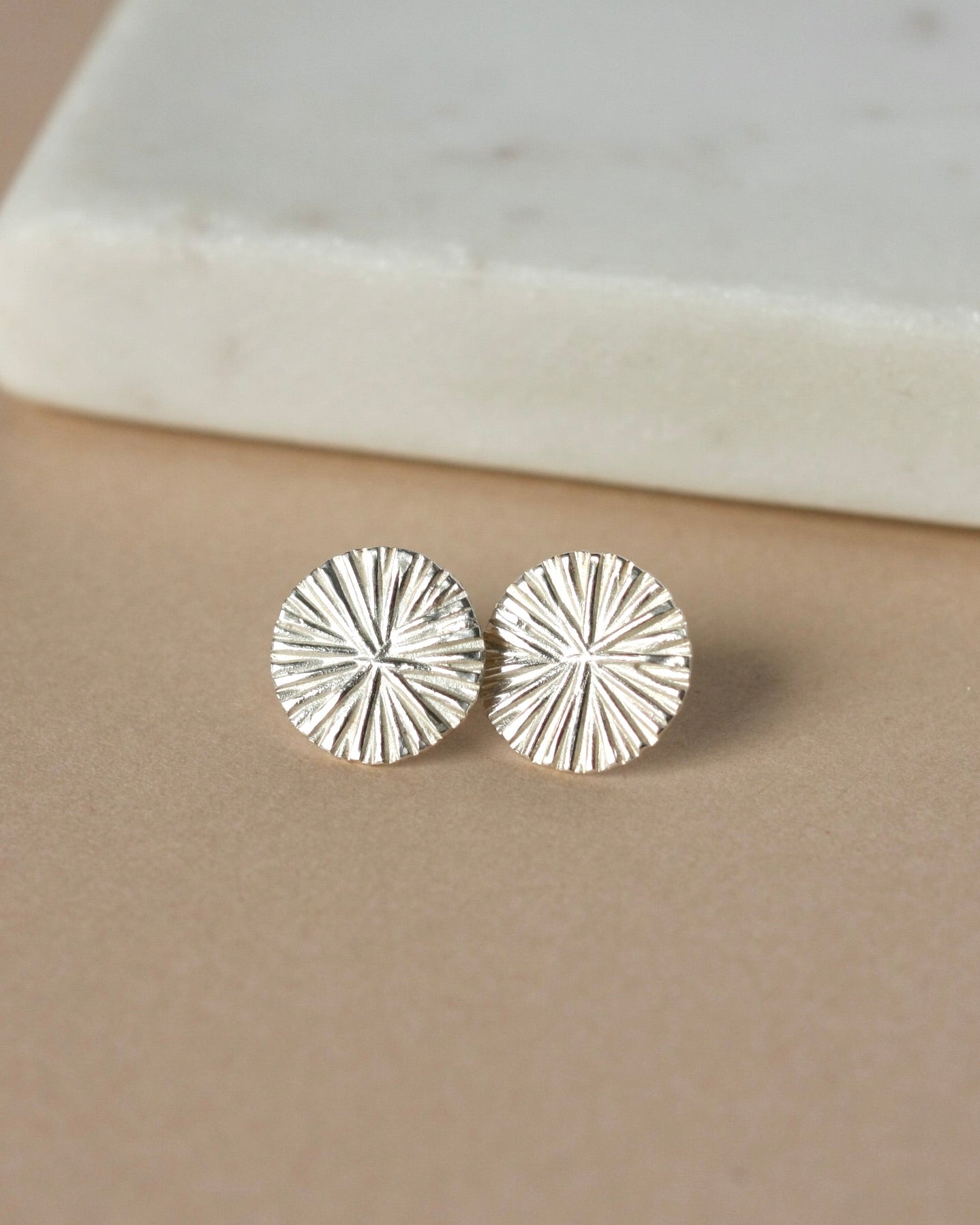 Large Sterling Silver Radiant Sun Stud Earrings