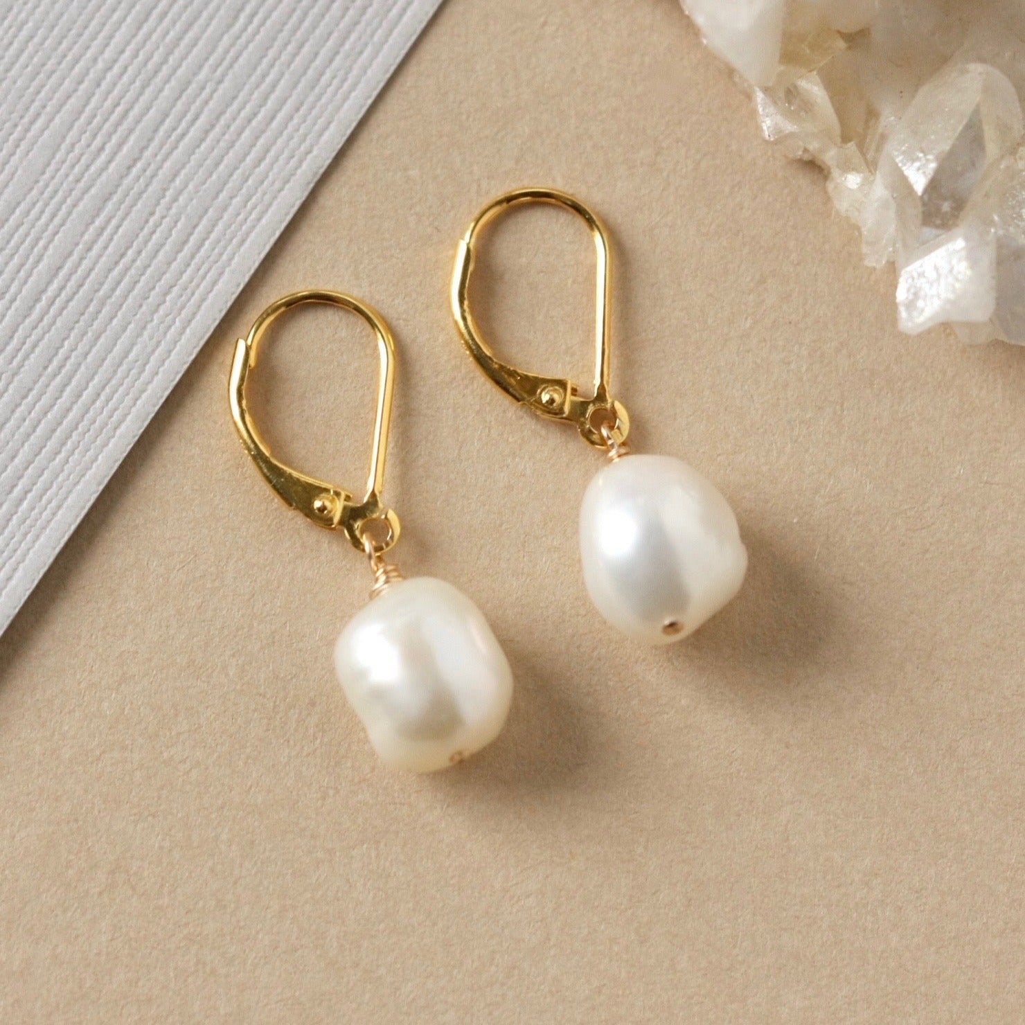 Gold Baroque Pearl Earrings