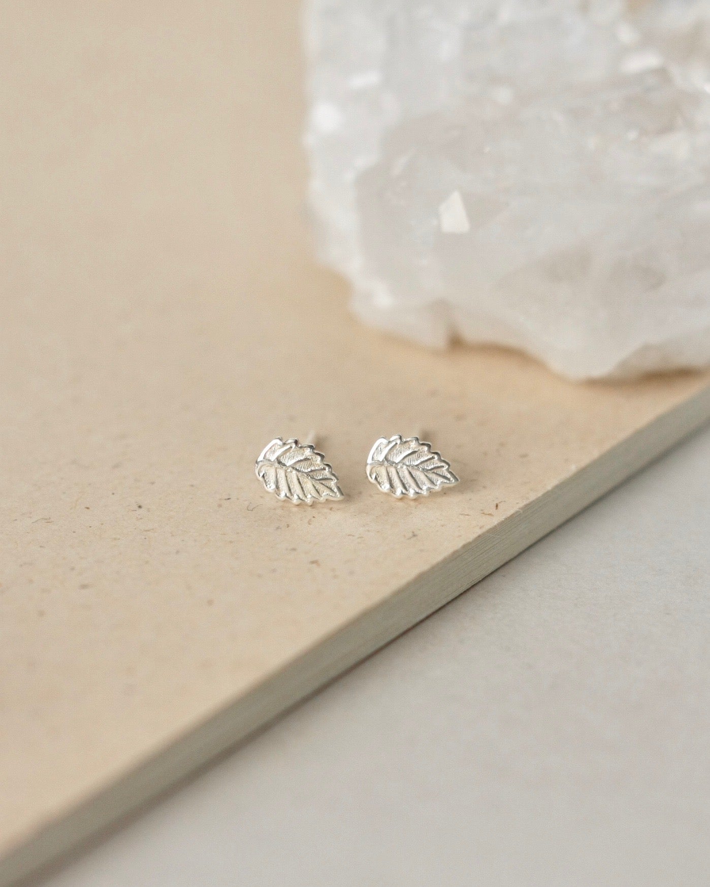 Dainty Sterling Silver Leaf Stud Earrings