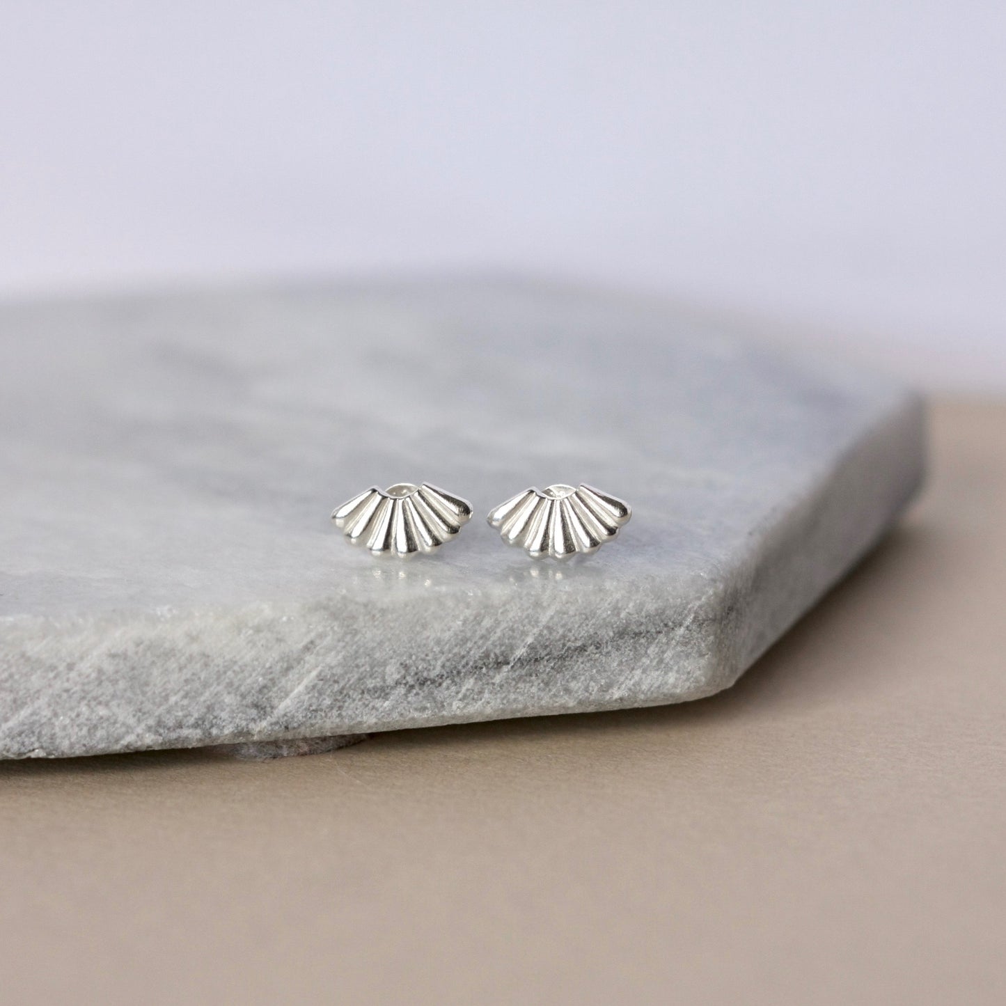 Small Sterling Silver Fan Earrings