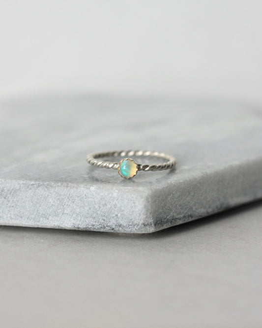 Sterling Silver Ethiopian Welo Opal Stacking Ring