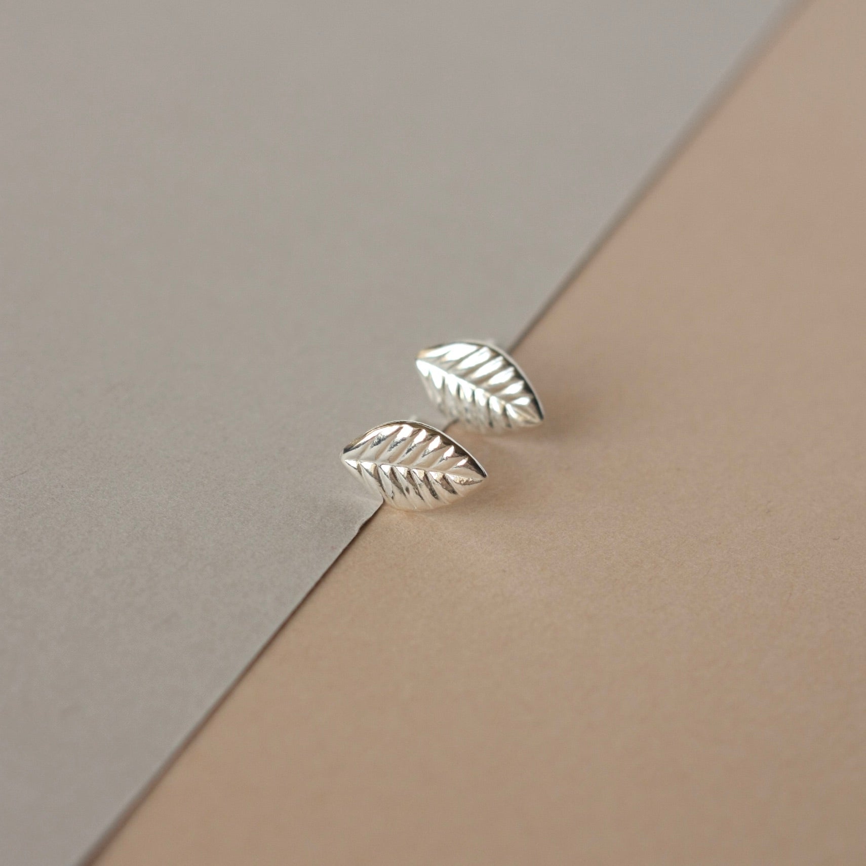 Dainty Sterling Silver Leaf Stud Earrings