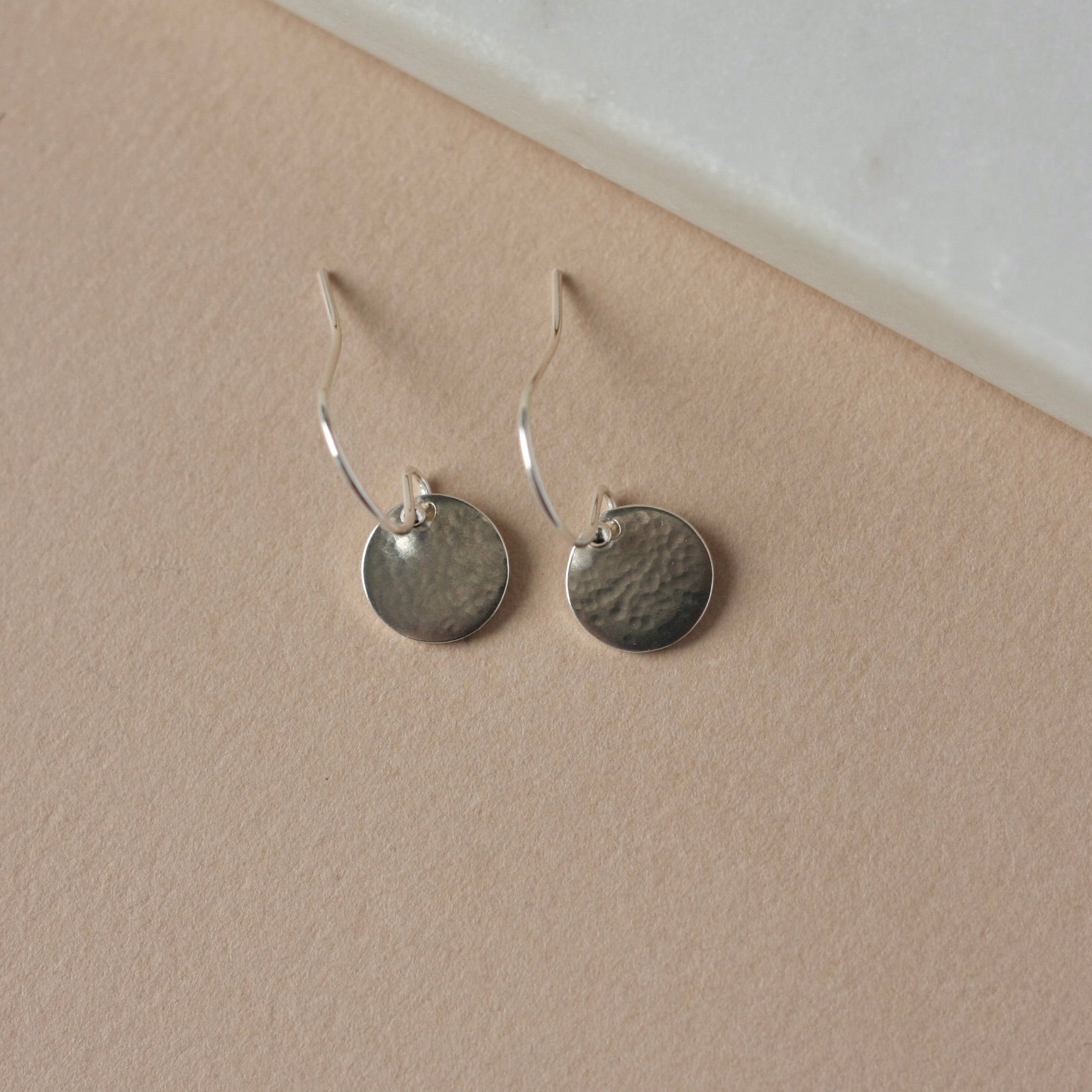 Small Sterling Silver Hammered Disc Earrings