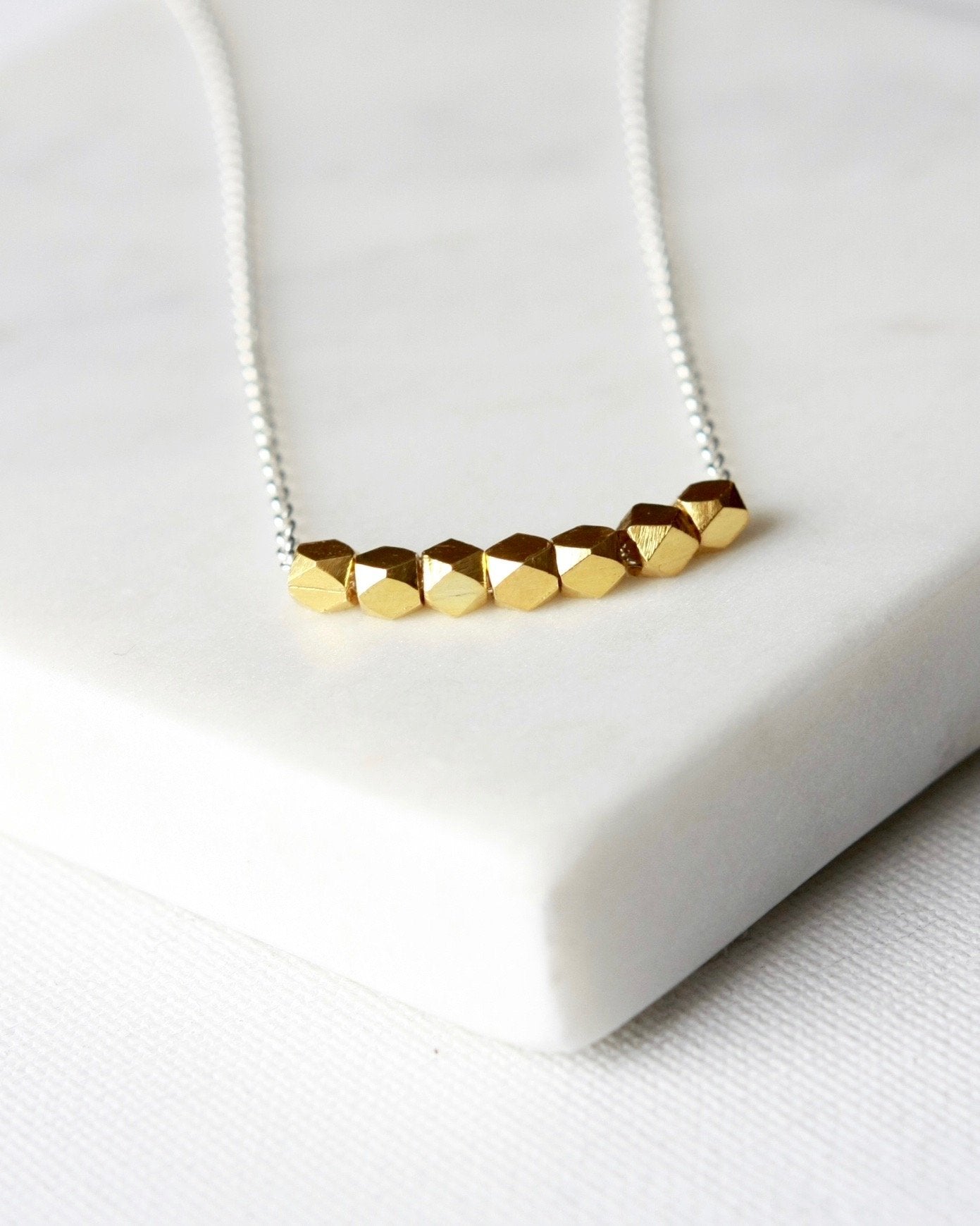 Plated gold necklace, hotsell Gold and Concrete Necklace, Minimalist Tiny Nugget Necklace, Contemporary pendent, Gold & gray necklace