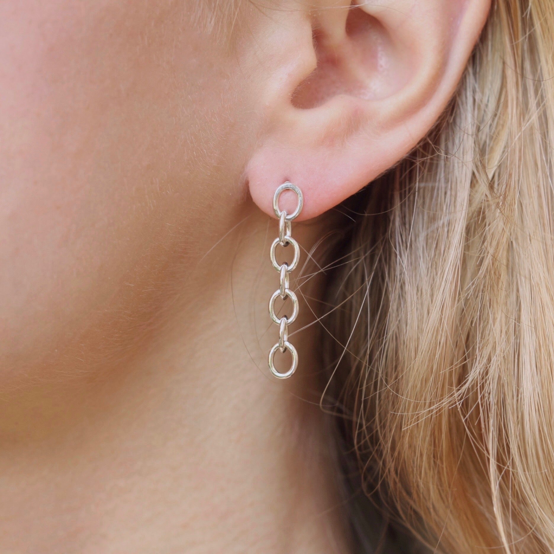 Sterling silver online chain link earrings