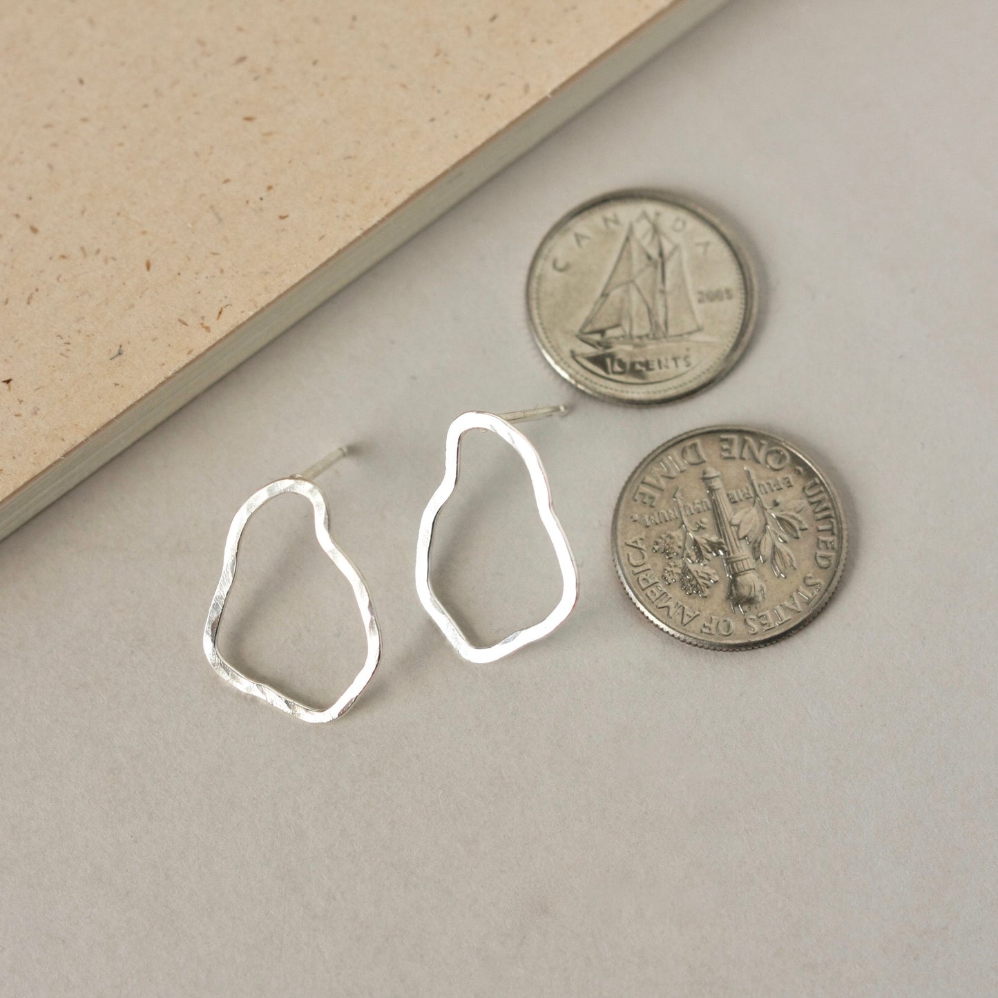 Hammered Freeform Sterling Silver Stud Earrings