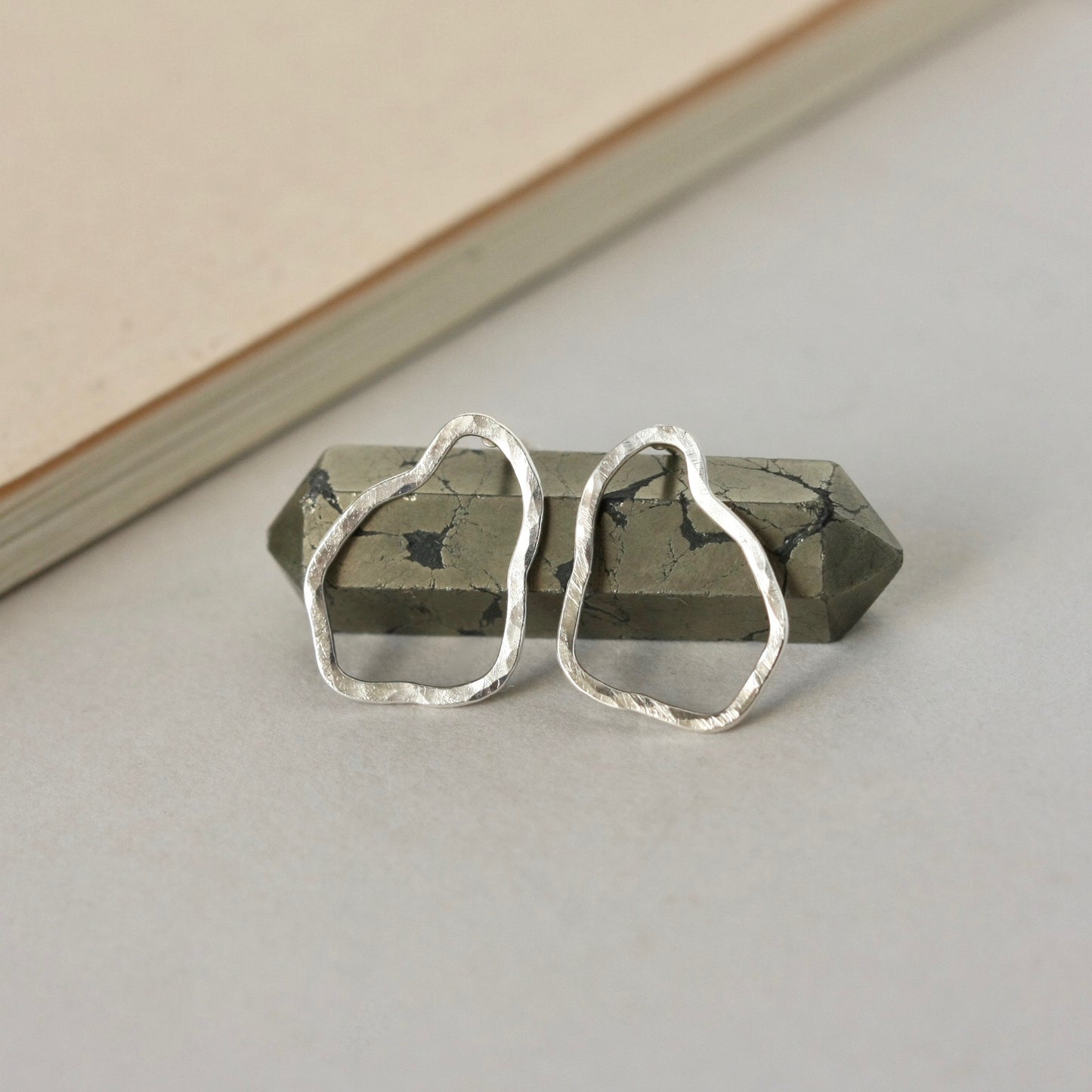 Hammered Freeform Sterling Silver Stud Earrings