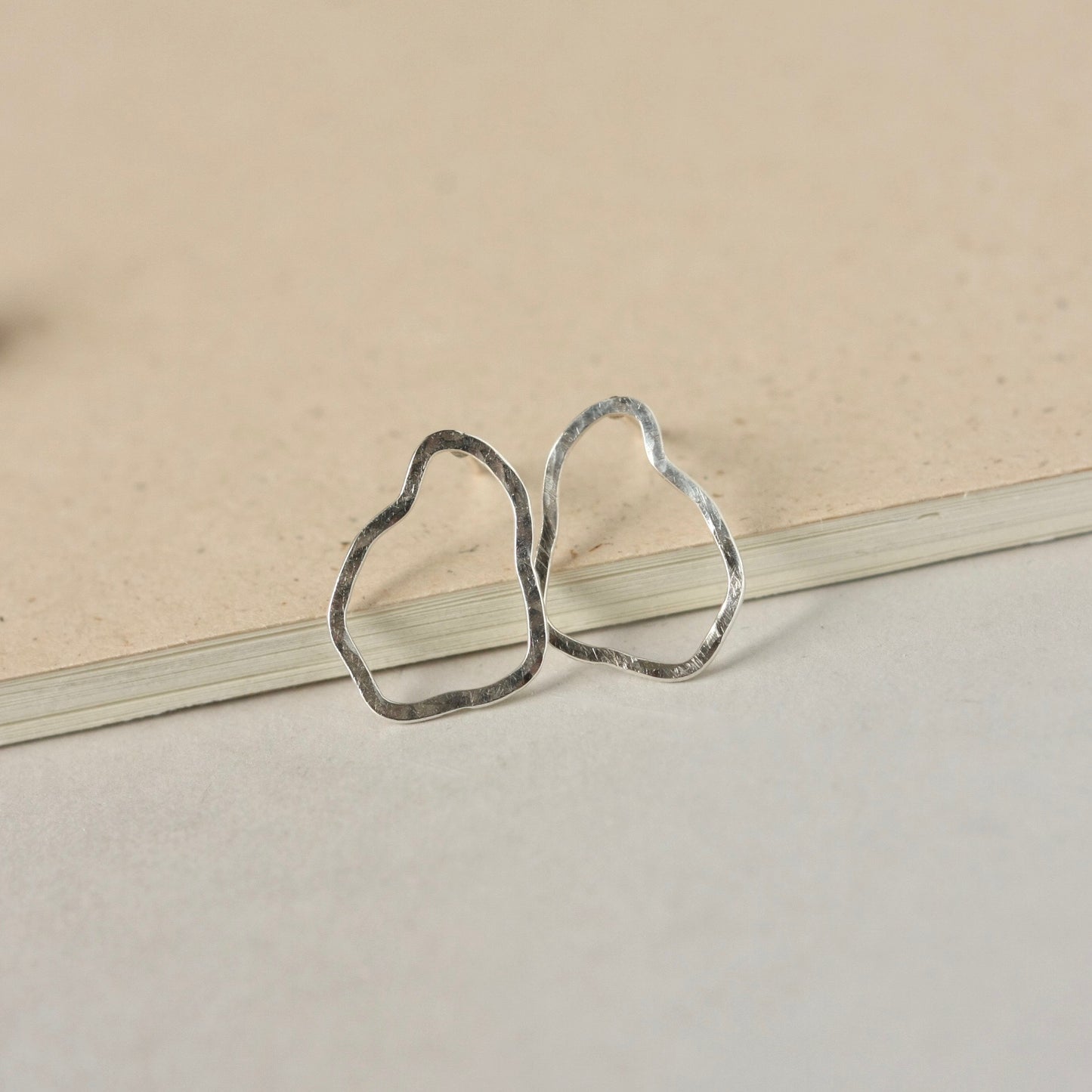 Hammered Freeform Sterling Silver Stud Earrings